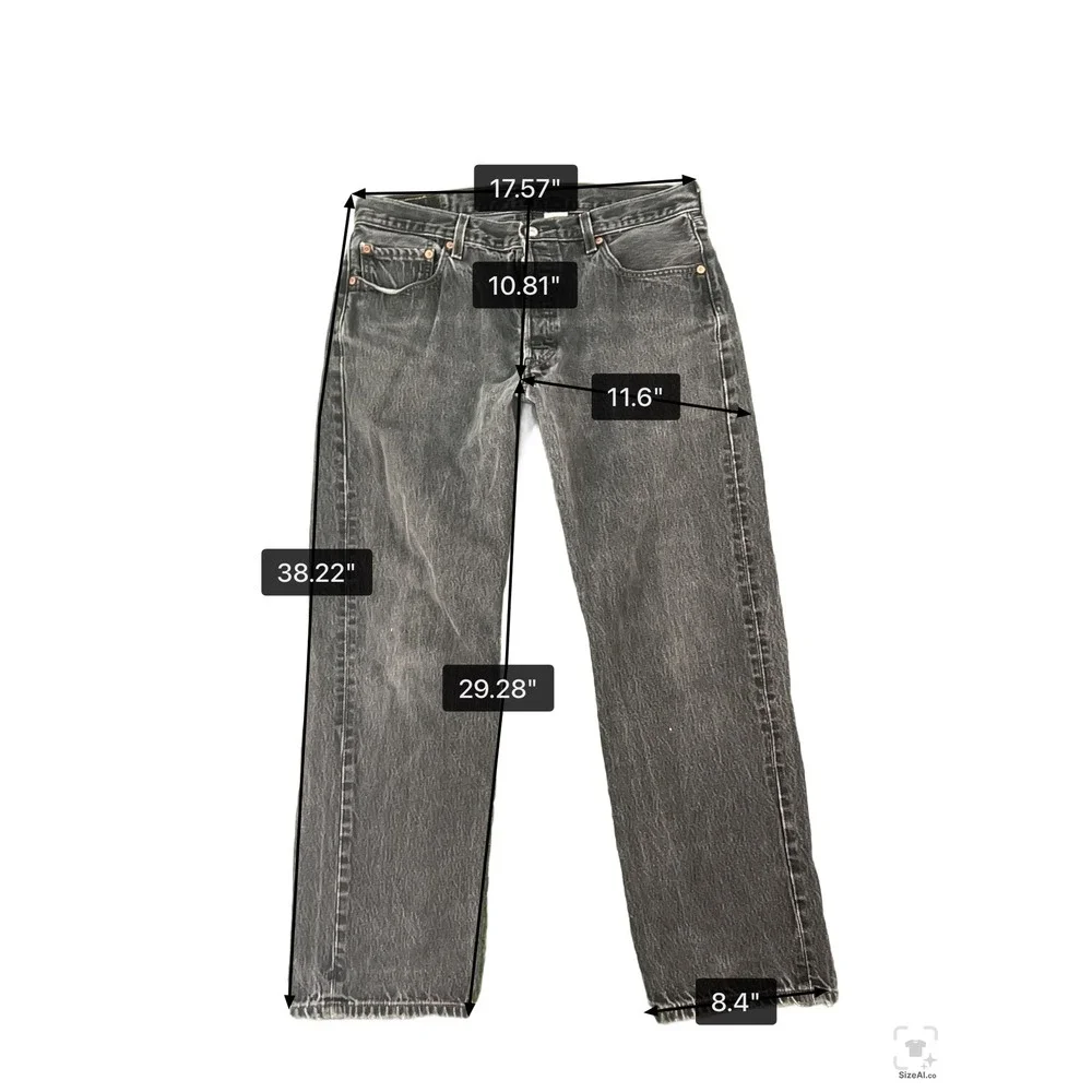 Levis 501-0660 Mens Faded Black Straight Leg Button Fly Denim Jeans 36x30